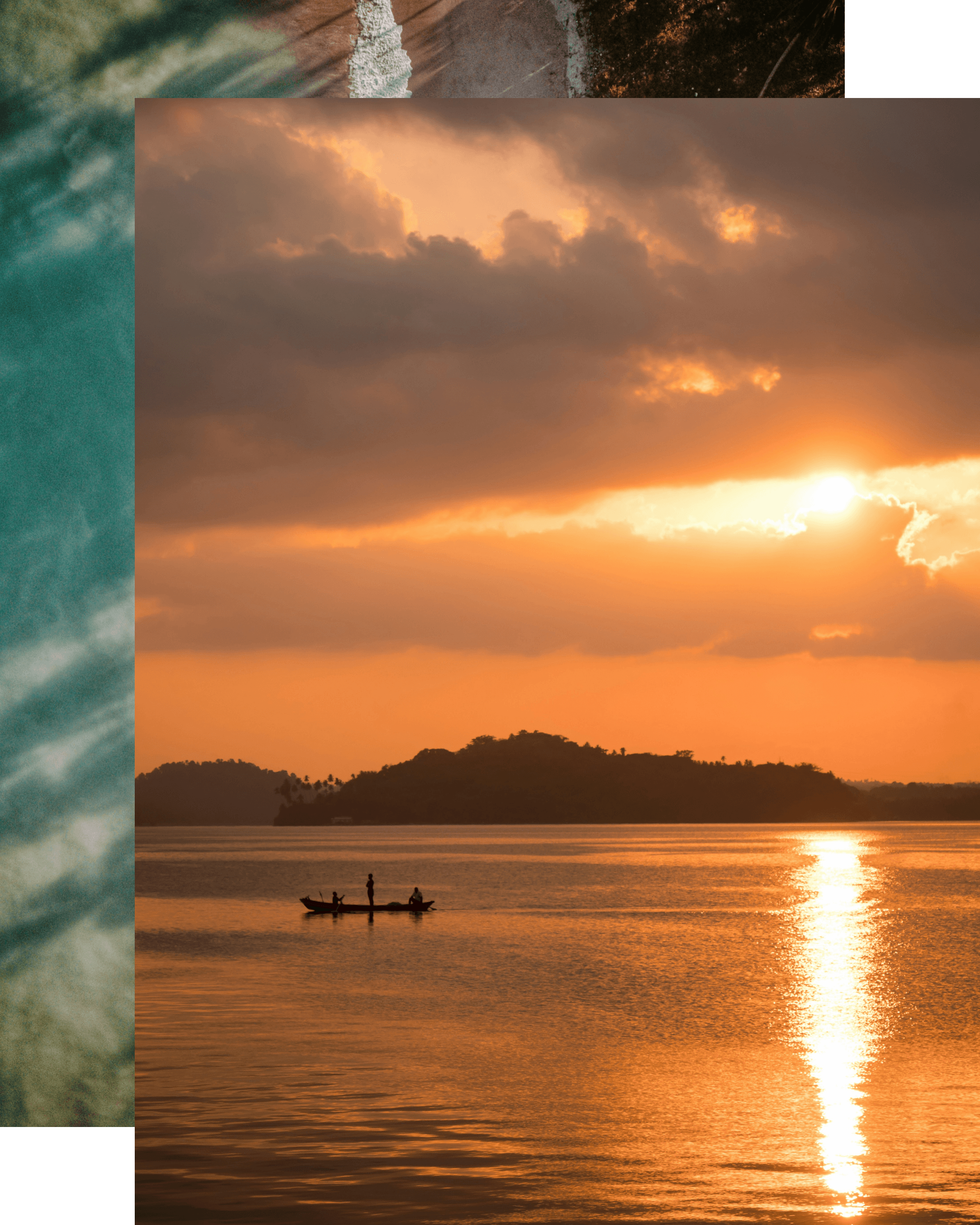 andaman sea shore and sunrise semi collage